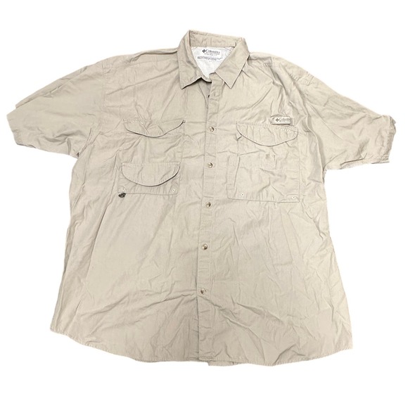 Columbia PFG Men’s Tan Collar Shirt Size 2XL‎ See Details - Picture 1 of 8